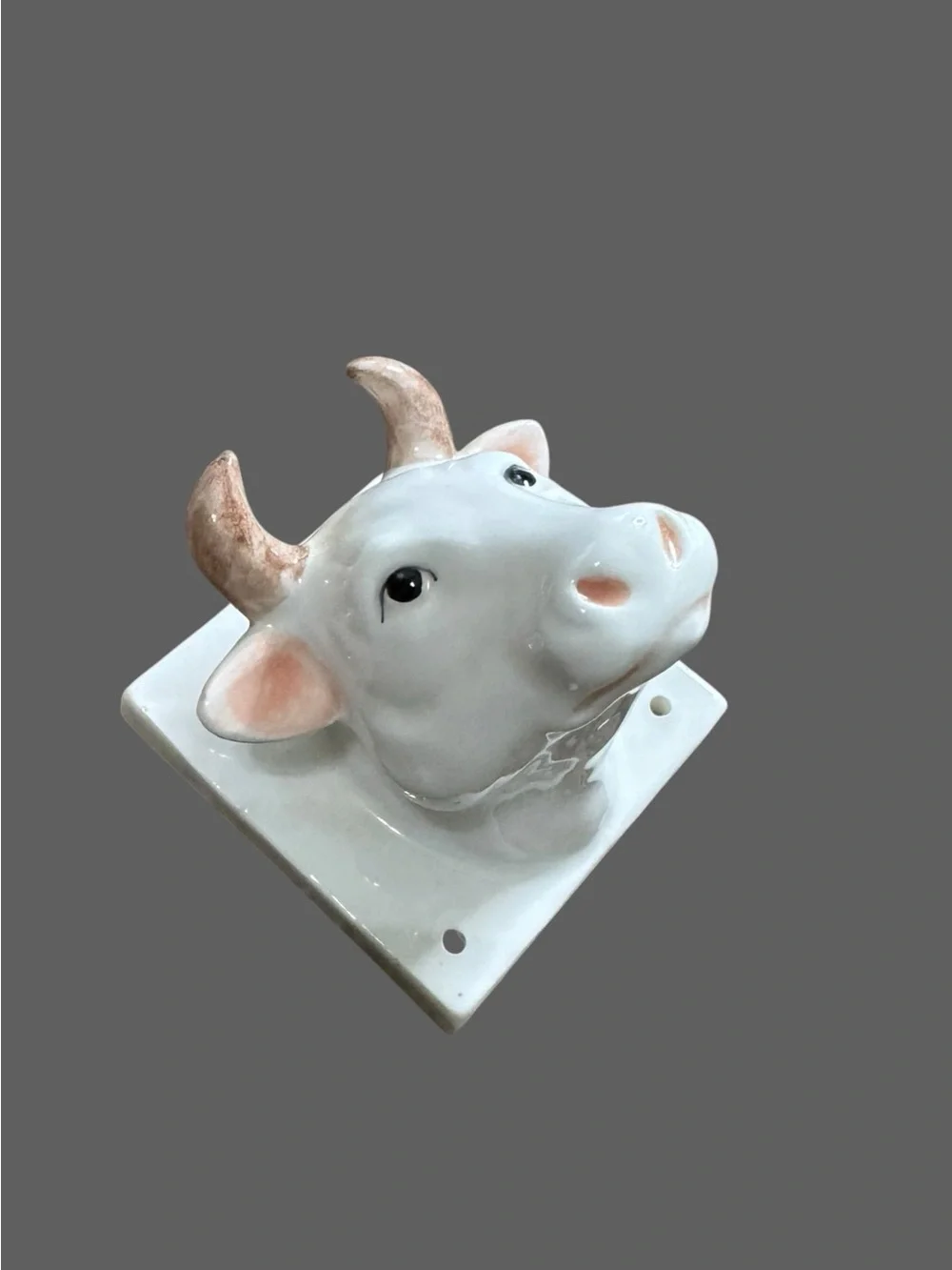 Ceramic Pig and Cow Wall Hooks - White and Pink Home Wall Decor